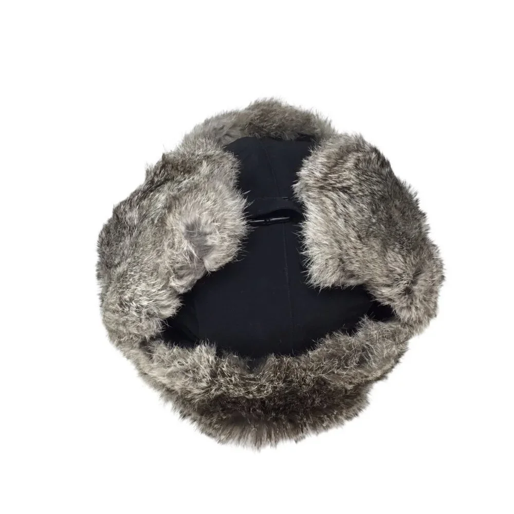 American Classics Real Rabbit Fur Trapper Hat Ear Flaps Insulated Sz M Aviator